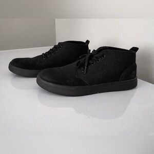 Men's Black Casual Mid-Top Lace-Up Chukka Boots